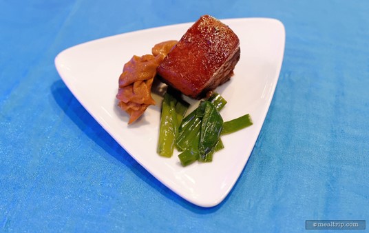 Chef Sun Shu Sen from the China Pavilion at Epcot created a Hong Shao Rou with Tofu Bowties for a 2014 Party for the Senses.