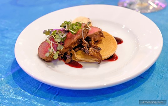 Chef Mark Norberg from Disney's "Be Our Guest Restaurant" presented this Seared Lamb Loin with Huckleberry Gastrique at a 2014 Party for the Senses during Epcot's Food and Wine Festival.