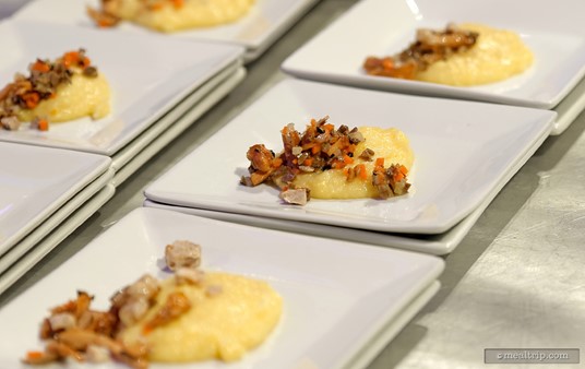 A Mushroom Crusted Veal Medallion with Fontina Polenta from chef  Chef Piero Premoli at the 2014 Party for the Senses.