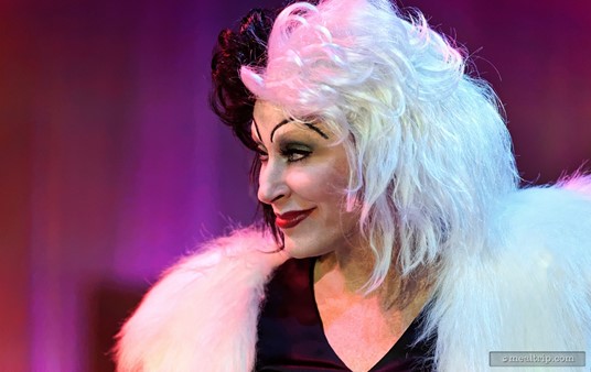 The Villains at Club Villain were available for meet and greets and photos at their stations located on each side of the room, and they were in the show as well. Pictured here, Cruella De Vil.