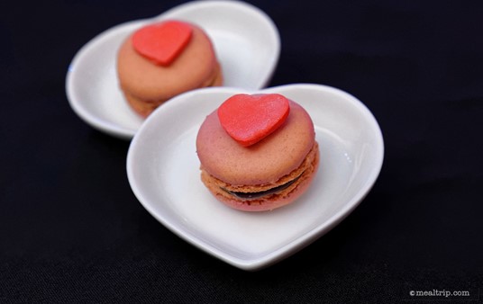 Red Macarons with Red Hearts from The Queen of Hearts dessert station.