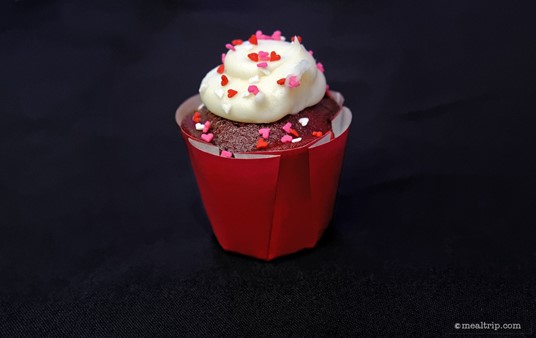 Red Velvet Cupcake with Heart Sprinkles from The Queen of Hearts dessert stations at Club Villain.