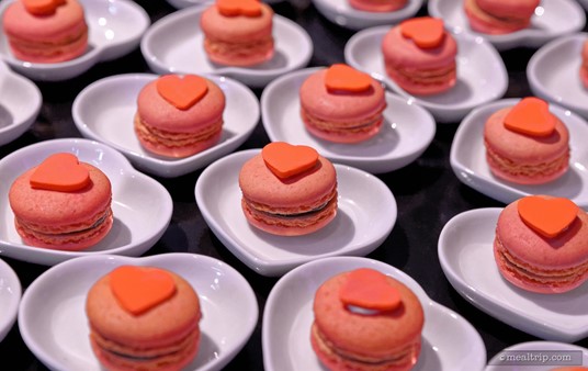 The totally delicious Red Macarons with Red Hearts from The Queen of Hearts dessert station.