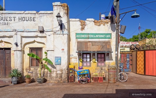 The details aren't limited to the seating area though. This "storefront" across the street from the market is just for show, but it really adds to the illusion of walking down a street in Africa.