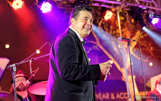 Ricky Sylvia is the front-man for "The Buzzcatz" at the 2015 Holiday Harbor Nights.