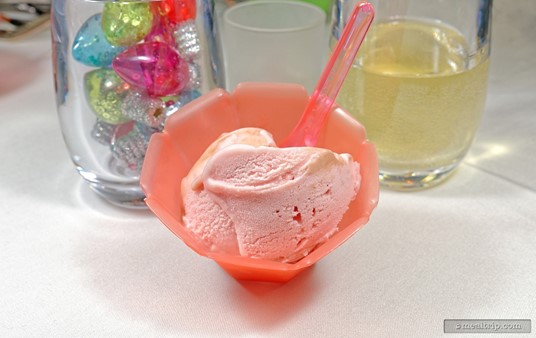 Gelateria offered two cold treats, pictured here is a Raspberry Sorbetto.