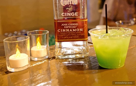Only in Florida will you find neon green holiday cocktails! The "Santaquila" from the 2015 Holiday Harbor Nights was actually a great drink and featured Jose Cuervo Cinge (a cinnamon infused tequila), Blue Curacao, Orange Juice, and Pineapple Juice.