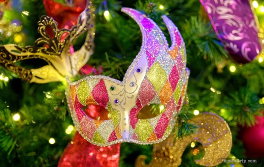 If you happen to visit the Scat Cat Cafe over the holidays (which is a pretty good bet, because the location was only open during the holidays), be sure to check out the holiday trees. They all have colorful mask ornaments reminiscent of Mardi Gras.