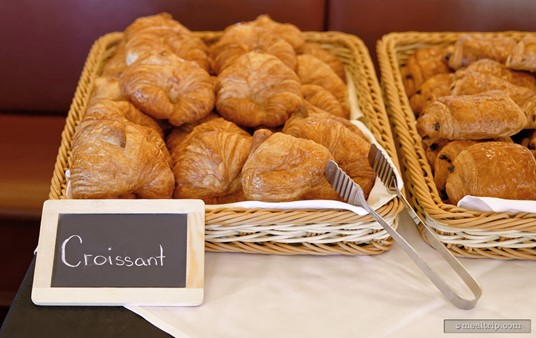 The Croissants at Epcot's Parisian Breakfast are extremely fresh and made on-site at the nearby Les Halles Boulangerie & Patisserie.