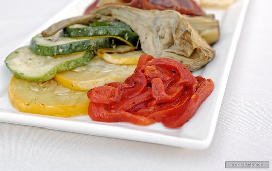 The VIP antipasto plate included vegetables like summer squash, zucchini, peppers and grilled artichoke.