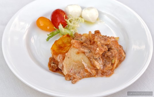 Trattoria del Porto was serving their Trattoria Lasagna with Roasted Tomato Sauce and Seaside Caprese Salad. (2015)