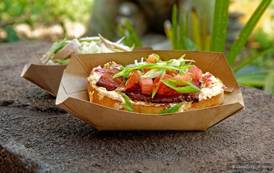 The Pimento Cheese Open-Faced Sandwich is made with a pimento cheese spread, the same thick-cut, smoked, house-roasted bacon and includes a micro-greens mix with chives.