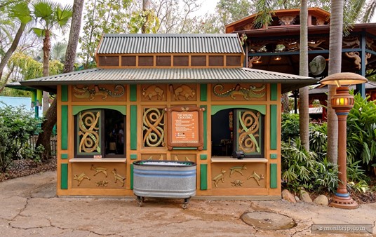 The Smiling Crocodile kiosk is located on a walkway to the far left of Flame Tree BBQ and to the right of the Tree of Life.