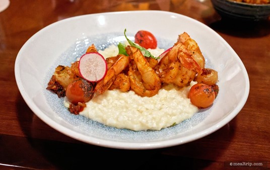 The "grits" that are served with the Shrimp & Grits are technically more like a mealie pap (roasted corn) with some cheese (and other seasoning) tossed in... and they were pretty great.