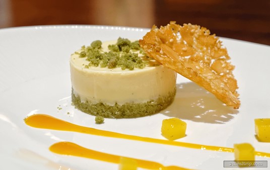 All of the flavors in the Lime Cheesecake are subtle and complimentary. The "lime" is not an overpowering presences in this dessert.