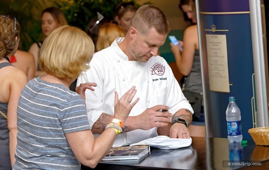 VOLT's Chef Bryan Voltaggio takes time to meet with guests after one of the Epcot Food and Wine Festival Culinary Demos.