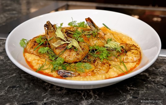 This larger dish of Smoked Shrimp and Grits, was the portion that chef Bryan Voltaggio was preparing on-stage during his culinary demo.