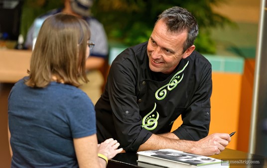 Chef Kevin Dundon meets with guests after the Culinary Demonstrations that are part of Epcot's Food and Wine Festival.