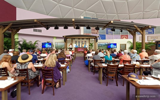 The Beverage and Mixology Seminars take place in the same location at Epcot's "Festival Center". Seating is more "seminar style" where the tables and chairs are arranged so that everyone is facing forward.