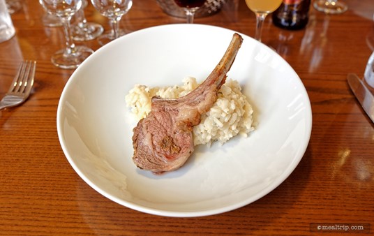 The third course at 2015's Beer vs Wine Pairing was this Agnello Arrosto Lamb chop with mint risotto.
