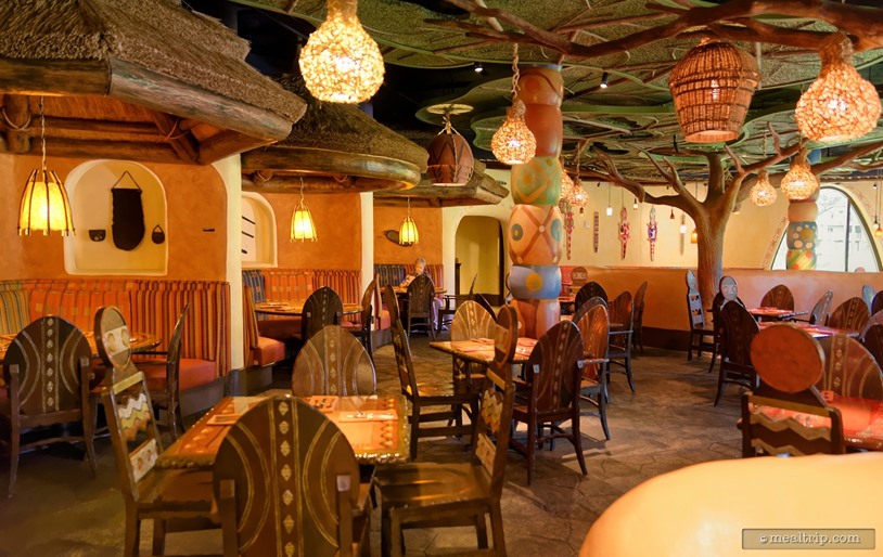 The main Sanaa dining room takes on a different look for breakfast. While the lights do stay on in the back of the room, there's a ton of morning light pouring in from the large windows., Sanaa - Breakfast, Disney's Animal Kingdom Villas - Kidani Village