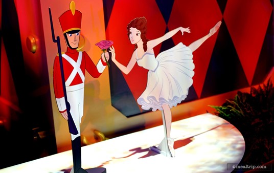 A close up of the Toy Soldier and Ballerina from the Jack in the Box segment of Fantasia 2000.