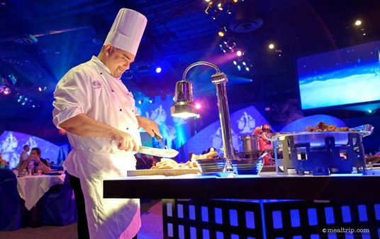 There are a few chefs around at carving stations, but it's imporant to point out, this is not really a "Party for the Senses" (where chefs are all over the place).