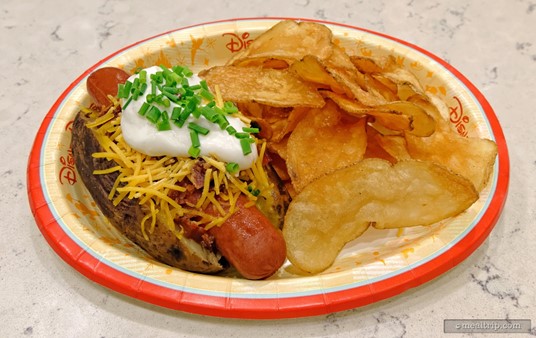 Prior to their renovation in early 2017, Gasparilla Grill used to offer a different stuffed baked potato for each day of the week. Pictured here is the Loaded Hot Dog Baked Potato.