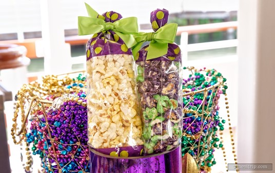 Like all the treats at Tiana's Riverboat Party, you can pretty much just eat as much as you would like. Pictured here are the buttered and sugar popcorn bags.