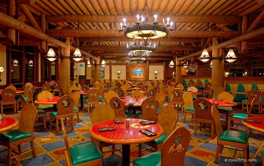 When the dining room at Whispering Canyon Cafe is empty, it's a little easier to see how much space there is between the tables and chairs.