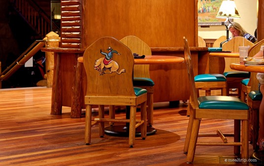 Most of the chairs have either a cowboy or an Indian printed on the back. This plays no significance with your dining experience, but it adds a touch of that Americana innocence, hearkens back to a time when it was okay for children to play cowboys and Indians.