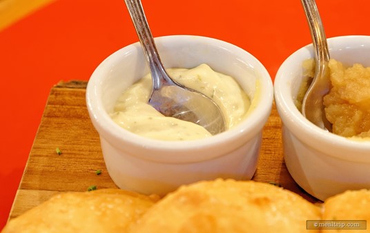Garlic Aioli is one of the dipping sauces with the "Canyon's Indian Fry Bread" appetizer.