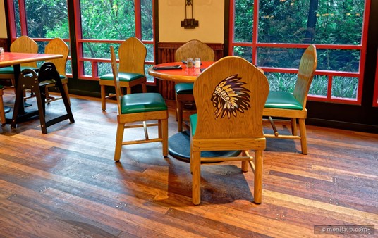 Most of the chairs at the Whispering Canyon Cafe have either an Indian or a cowboy printed on the back. This doesn't really have anything to do with your dining experience here — but it does give the room a possibly kitschy (depending on how you look at it) look back at a time of Americana innocence — where it was okay for children to play "cowboys and Indians", without worry for political or cultural statements being made.