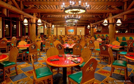 When the seating area is empty, it's a little easier to see just how much space there is between the tables and chairs. The main dining area is quite large and there's ample room to walk between the tables. Located on the far-right of this photo are the half-booths. Those are very long and are mostly used for large parties.