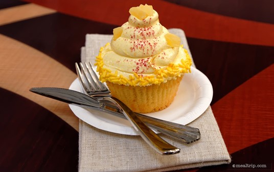 There are usually a couple "premium" cupcakes on the menu at the Contempo Cafe. Pictured here is a Pineapple Cupcake with Pineapple Filling (which you can't see because it's in the middle of the cupcake) and Raspberry Buttercream! (The flavors change seasonally.)