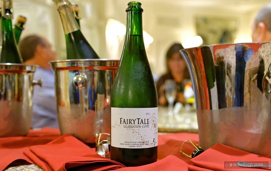 A close-up of the fourth course sparkling wine, a 2013 Fairy Tale Celebration Cuvee.