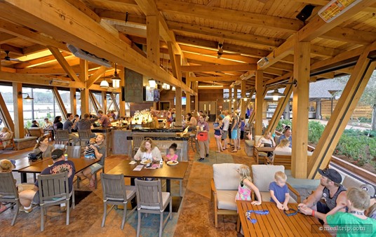 There's a lot of seating in the "lounge" area at Geyser Point. How much of it is "lounge" seating and how much is "counter service" seating just depends on time of day and how many people are there.