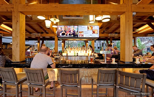 The actual "bar" at the Geyser Point Bar and Grill has "high-chair" type of seating on three sides (and even a lower table at one end to accommodate a party with a wheelchair).