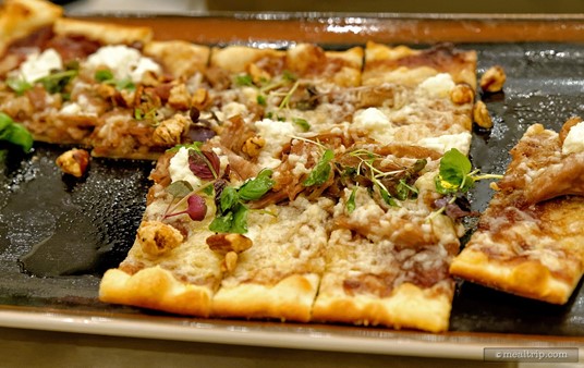 Even under all those keep-warm lamps, the Duck Confit Flatbread with Red Onion Jam, Laura Chenel Goat Cheese and Candied Pecans looks amazing!