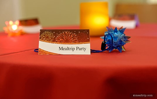 Love those squishy sparkle stars! On the first night of the event, there were little party name tags on each table. However at future events, the tables themselves may be named... making a bit easier to locate your table and chair.