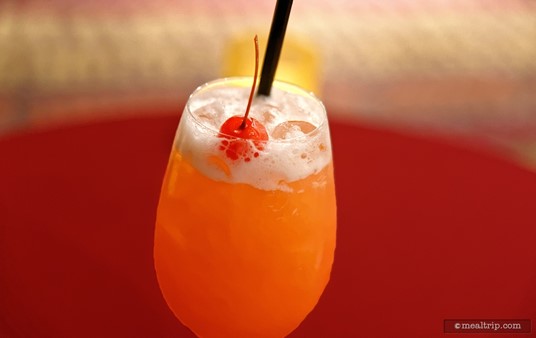 A closer look at the shaker mixed Rum Punch (with cherry).