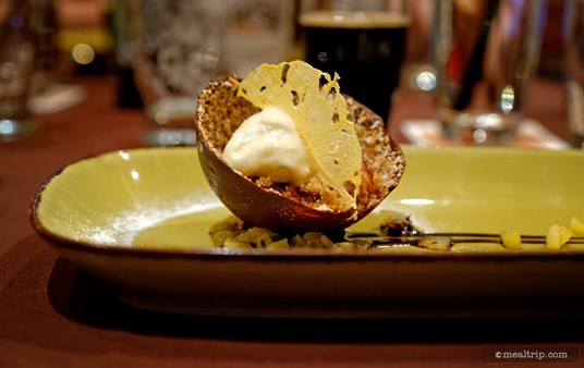 The fourth course's Deconstructed Chocolate Pina Colada was paired with the Funky Buddha Last Snow Porter.