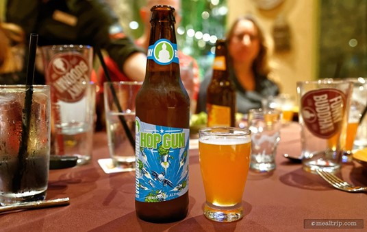 Our "first course beer" is Funky Buddha's Hop Gun IPA.