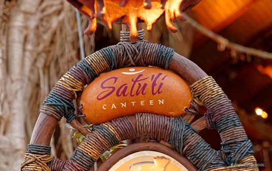 The main sign for the Satu'li Canteen is very small.