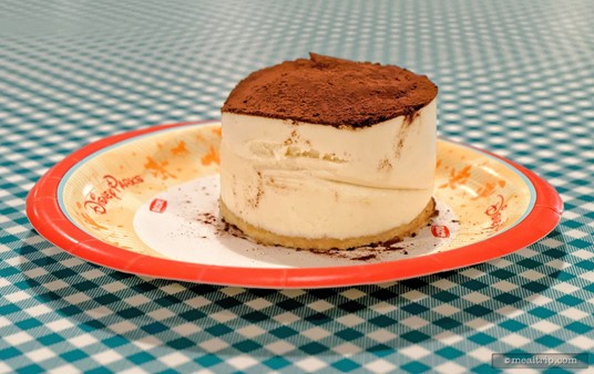 There are only a couple of desserts on the PizzeRizzo menu. This is the Tiramisu, a traditional Italian cream and coffee dessert.