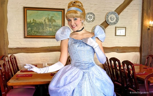 A more casual Cinderella in her morning-dress is also on hand to pose for photos (with you and your family of course, I was behind the camera in this shot, and to visit with each table at the Akershus Royal Banquet Hall Breakfast, at Epcot,