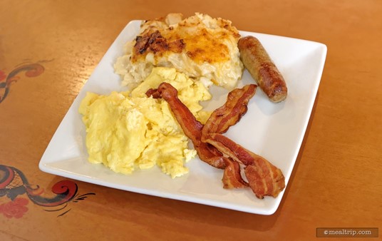 The "hot" items at breakfast are served table-side and family style. If you want more eggs, bacon, sausage, or the famous Akershus Potato Casserole, just ask. They will keep bringing food until you can't eat any more!