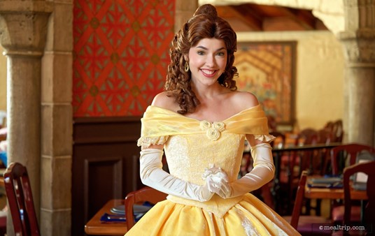 It might just be me... but I think I've found a Hidden Mickey on Belle's dress! At the Akershus Royal Banquet Hall — Belle
from "Beauty and the Beast" might be one of the princesses you'll 
meet over the course of your meal.