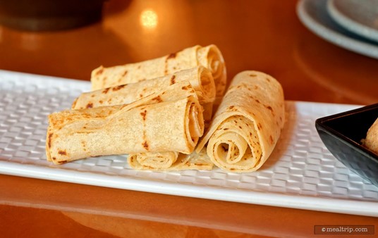 One of the "starters" at Akershus are these Lefser. (Lefser is the plural form of Lefse.) Lefse is a traditional Norwegian alternative to bread, and can be made with wheat or potato flour.