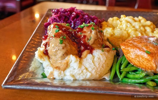 The Kjøttkake is one of three savory protein items on the main platter at Akershus.